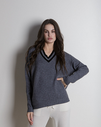 Пуловер кашемировый 02-18-208-0С серый
